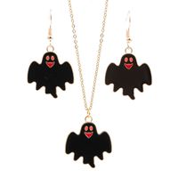 Cross-border  Jewelry Halloween Alloy Dripping Oil Diy Ornament Ghost Festival Bat Ghost House Earrings Necklace sku image 3