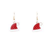 Christmas Hat Pendant Alloy Dripping Oil Necklace Earring Set Wholesale Jewelry Nihaojewelry sku image 1
