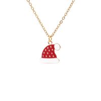 Christmas Hat Pendant Alloy Dripping Oil Necklace Earring Set Wholesale Jewelry Nihaojewelry sku image 3