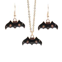European And American Halloween New Earrings And Necklace Set Cross-border Alloy Bat Earrings Necklace Ladies sku image 3