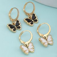 Cross-border Ins Butterfly Girls' Earrings European And American Retro Homemade Alloy Dripping Small Butterfly Ornament sku image 1