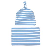 Fashion Gray Blue Stripe Newborn Baby Swaddle Hat Wrap Blanket Suit Wholesale Nihaojewelry sku image 1