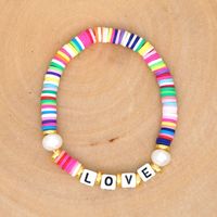 Original Simple Pearls Natural Pearl Hand-woven Love Love Colorful Soft Clay Clay Bracelet Wholesale Nihaojewelry sku image 1