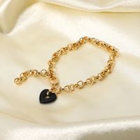 Einfache Goldkette Schwarzes Herz Armband Großhandel Nihaojewelry main image 1