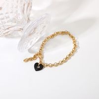 Einfache Goldkette Schwarzes Herz Armband Großhandel Nihaojewelry main image 7