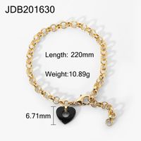 Einfache Goldkette Schwarzes Herz Armband Großhandel Nihaojewelry main image 8