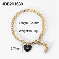 Simple Gold Chain Black Heart Bracelet Wholesale Nihaojewelry sku image 1