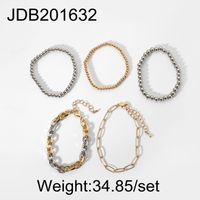 Cuban Bead Chain Color Contrast Bracelet 5 Pieces Set Wholesale Nihaojewelry sku image 1