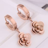 Fashion Titanium Steel Rose Flower Earrings Wholesale Nihaojewelry main image 4