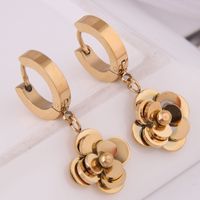 Fashion Titanium Steel Rose Flower Earrings Wholesale Nihaojewelry sku image 1