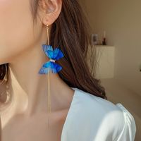 Fashion Butterfly Tassel Tulle Long Ear Hooks Wholesale Nihaojewelry main image 3