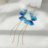 Fashion Butterfly Tassel Tulle Long Ear Hooks Wholesale Nihaojewelry sku image 1