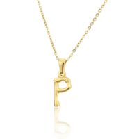 Platform New Stainless Steel Antique Slub-shaped 26 Letter Necklace Hot Gold English Titanium Steel Pendant Wholesale Nihaojewelry sku image 16