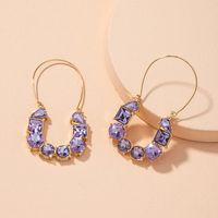 Retro Purple Diamond Earrings sku image 1