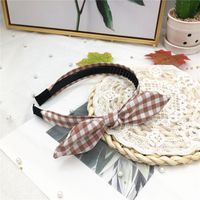 Korean New Lattice Toothed Non-slip Headband Student Ladies Sweet Bowknot Rabbit Ears Hair Accessories sku image 4