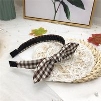 Korean New Lattice Toothed Non-slip Headband Student Ladies Sweet Bowknot Rabbit Ears Hair Accessories sku image 5