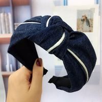 2021 Japanisches Und Koreanisches Einfaches Stirnband Für Frauen In Der Mitte Geknotete Denim-haarschmuck Für Erwachsene Stoff Stirnband Für Ein Stück sku image 2