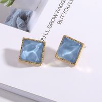 925 Silver Needle Square Irregular Small And Simple Wild Earrings For Women sku image 1