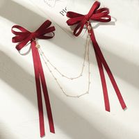 Simple New Fashion Pearl Chain Bow Hairpin sku image 1