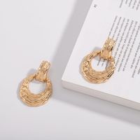 Retro Exaggerated Geometric Carved Texture Long Large Earrings For Women Wholesale sku image 4
