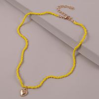 Bohemian Hand-woven Rice Beads Love Necklace Color Beaded Pendant Jewelry sku image 1