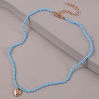 Bohemian Hand-woven Rice Beads Love Necklace Color Beaded Pendant Jewelry sku image 2