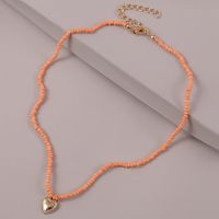 Bohemian Hand-woven Rice Beads Love Necklace Color Beaded Pendant Jewelry sku image 6