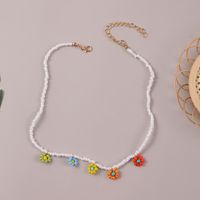 Bohemian Hand-woven Flower Rice Bead Necklace Simple Long Multicolor Beaded Pendant Wholesale sku image 1