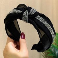 Korean Polka Dot Mesh Yarn Rhinestone Fabric Hair Accessories Bow Tie Knot Wide Side Headband Hair Hoop Wholesale Nihaojewelry sku image 4