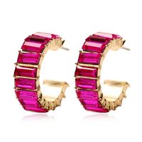 Fashion C Shape Diamond Alloy Artificial Gemstones Earrings sku image 3