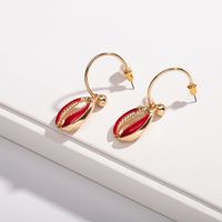 New Marine Life Colorful Wild C-shaped Color Shell Earrings For Women Wholesale sku image 1