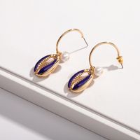New Marine Life Colorful Wild C-shaped Color Shell Earrings For Women Wholesale sku image 4