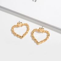 Korea New Minimalist Retro Bamboo High Fashion Design Peach Heart Stud Earrings sku image 1