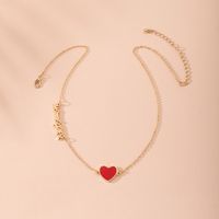 New Simple Heart-shaped Love Ladies Korean Small Red Heart Letter Pendant Clavicle Chain Necklace Wholesale sku image 1