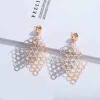New Korean Geometric Diamond Honeycomb Circle Earrings Exaggerated Earrings Wholesale Nihaojewelry sku image 1
