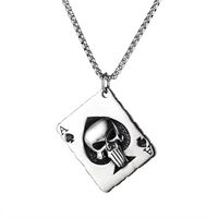 Retro Skull Card Pendant Titanium Steel Necklace sku image 1