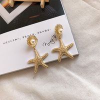 New Ocean Style Starfish Shell Pearl Earrings sku image 1