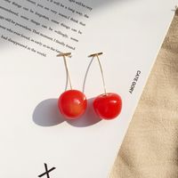 Simple Style Cherry Arylic Alloy Three-dimensional Women's Drop Earrings 1 Pair sku image 4