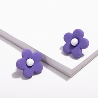 Korea's Simple And Cute Girl Candy Color Matching Flower Earrings sku image 1