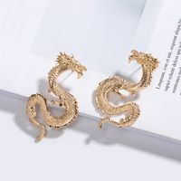 New Long Metal Exaggerated Dragon-shaped  Animal Zodiac Dragon Earrings Wholesale Nihaojewelry sku image 4
