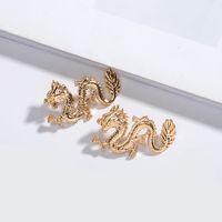 New Long Metal Exaggerated Dragon-shaped  Animal Zodiac Dragon Earrings Wholesale Nihaojewelry sku image 6