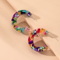 C-shaped Inlaid Colored Turquoise Acetate Plate Fashion Earrings Wholesale Nihaojewelry sku image 1