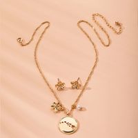 New Korean Fashion Simple Clavicle Chain Necklace Earrings Set For Women sku image 1