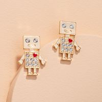 Diamond-studded Robot Tassel Earrings sku image 1