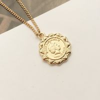 Korea Fashion Retro Gold Coin Necklace sku image 1