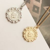 Korea Fashion Retro Gold Coin Necklace sku image 2