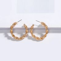 Retro Exaggerated Design Irregular Chain Fold Fashionable Circle C-shaped Earrings Wholesale Nihaojewelry sku image 1