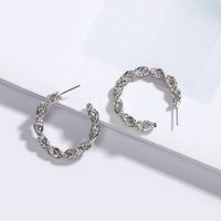 Retro Exaggerated Design Irregular Chain Fold Fashionable Circle C-shaped Earrings Wholesale Nihaojewelry sku image 2