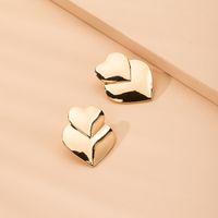 Fashion Simple Mirror Love-shaped Women's Double Peach Heart Exaggerated Metal Sweet Earrings For Women sku image 1