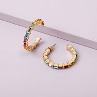 Diamond Rainbow Ring Short Fashionable Circle Earrings Wholesale Nihaojewerly sku image 2